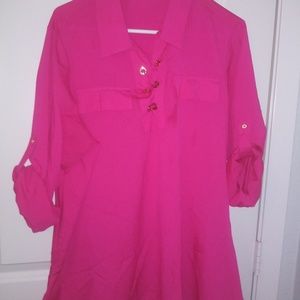 Dark Pink Calvin Klein tie blouse Size XL LIKE NEW